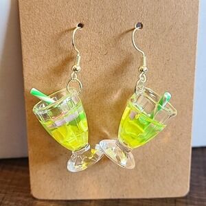 Handmade Cocktail Drink Earrings Fun Novelty Dangle‎ Drop Earrings Cute Unique